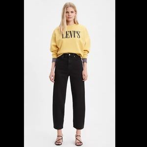 Levi’s Premium Balloon High Rise Black Tapered Cropped No-stretch Jeans Sz 29x28